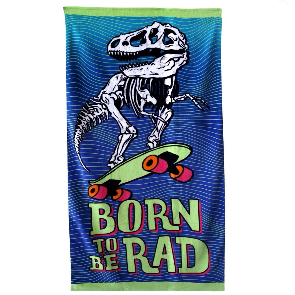 Mainstays Adult Velour Cotton Blend Rad Dino Beach Towel, 28"X 60"